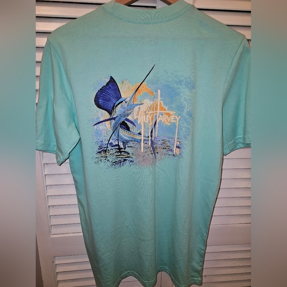 Guy Harvey Men's Marlin Sunset Short Sleeve Pocket T-Shirt Small - Picture 3 of 5